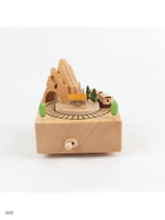 Музыкальная шкатулка карусель заводная с вашим именем или гравировкой под заказ / поезд в горах