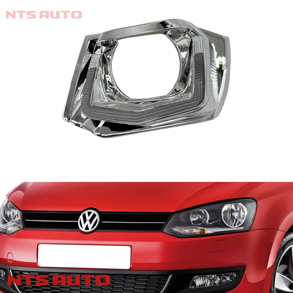 Набор для установки линз в фары Volkswagen Polo V (2009 - 2015 г.в.) (Хром с ДХО)