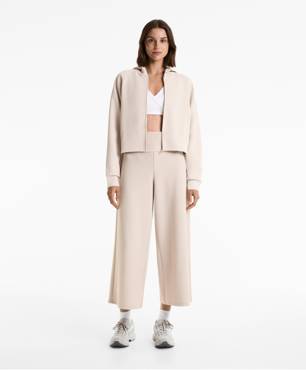 OYSHO Брюки широкого кроя в рубчик, норка