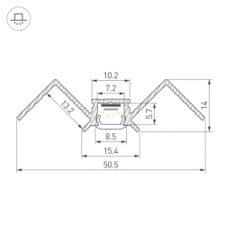 Профиль PIK-F-HIDE-INT-3000 (Arlight, Алюминий) 063386