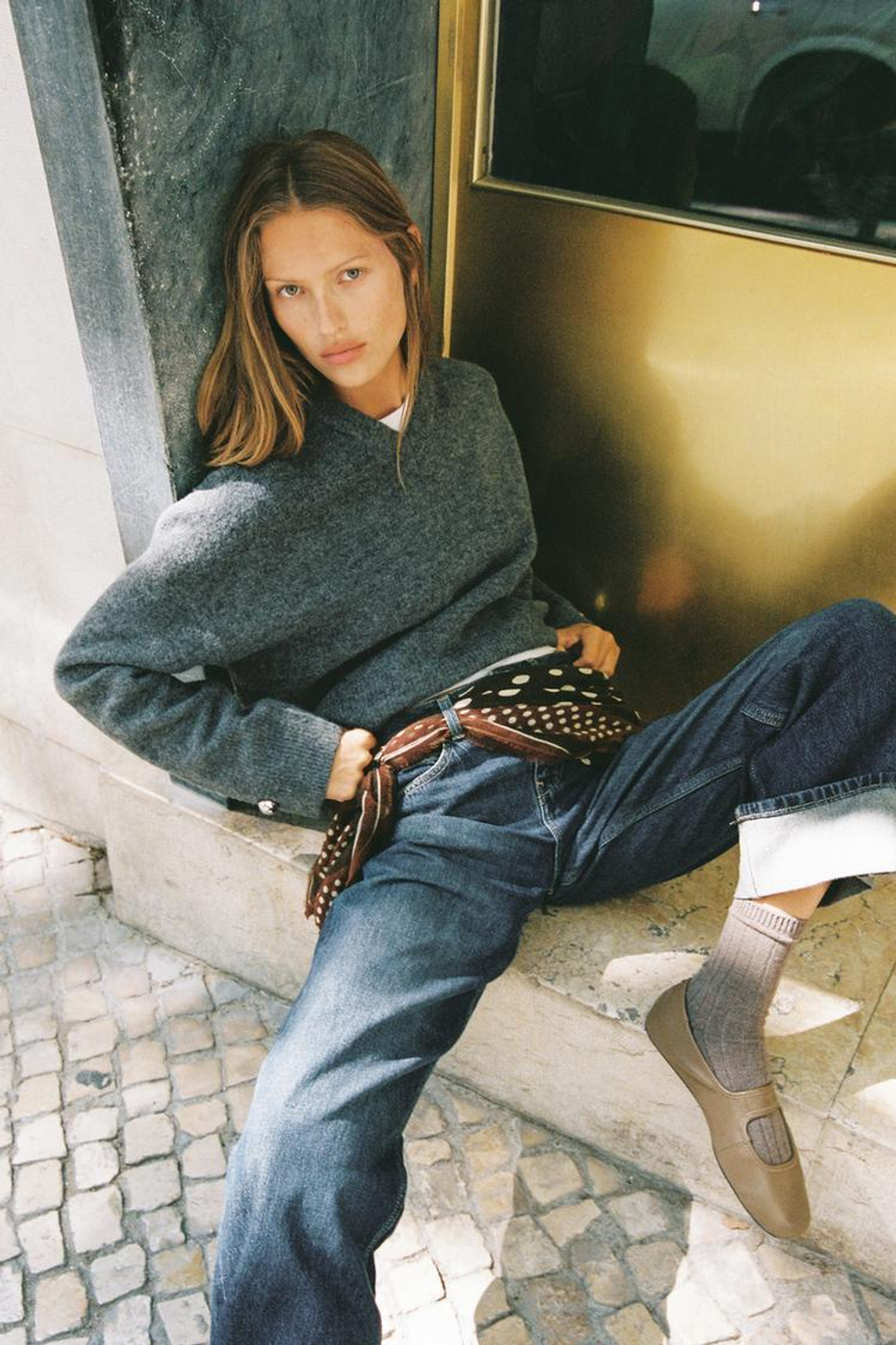 ZARA МЯГКИЙ ТРИКОТАЖНЫЙ СВИТЕР НА ПУГОВИЦАХ, СЕРЫЙ МЕЛАНЖ