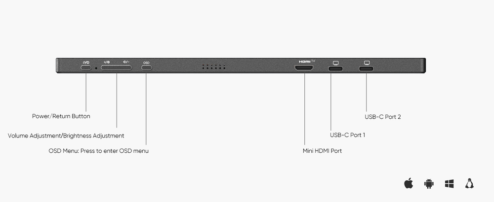 14" Портативный монитор с встроенной ножкой A1S FHD IPS 1920x1080, 60 Гц