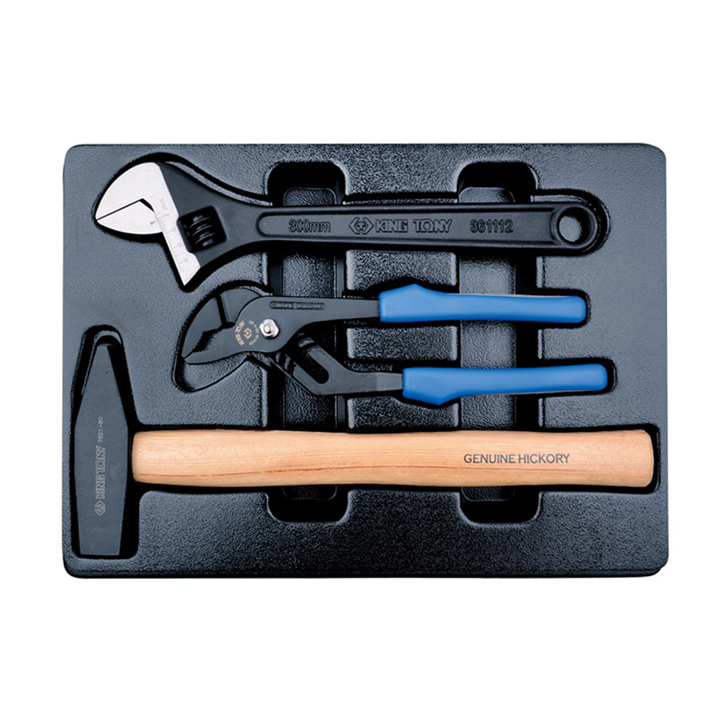 Набор переставные клещи, разводной ключ и молоток, ложемент, 3 предмета KING TONY 9-90103PP02