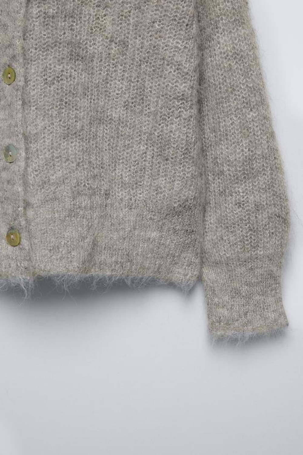 ZARA КАРДИГАН ИЗ СМЕСОВОЙ АЛЬПАКИ, СЕРЫЙ С МЕЛАНЖЕВЫМ ЭФФЕКТОМ