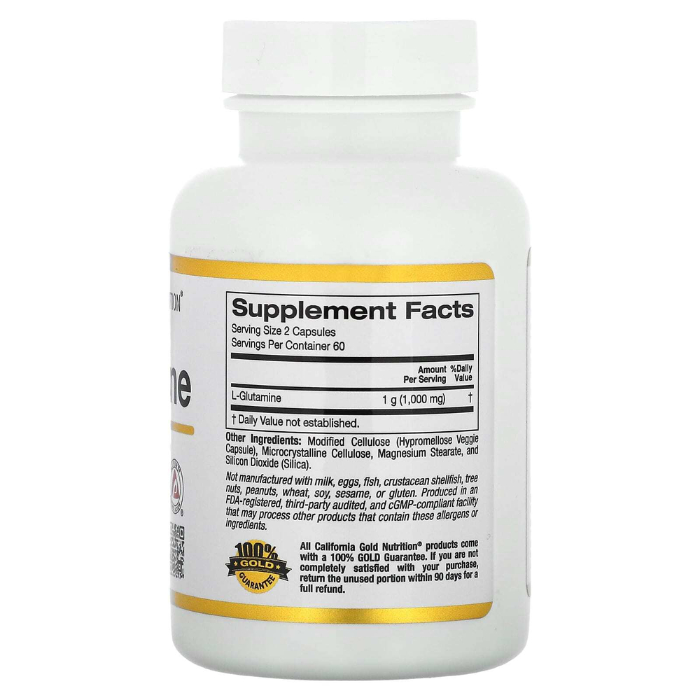 California Gold Nutrition, AjiPure, L-глютамин, 120 растительных капсул (500 мг в 1 капсуле)