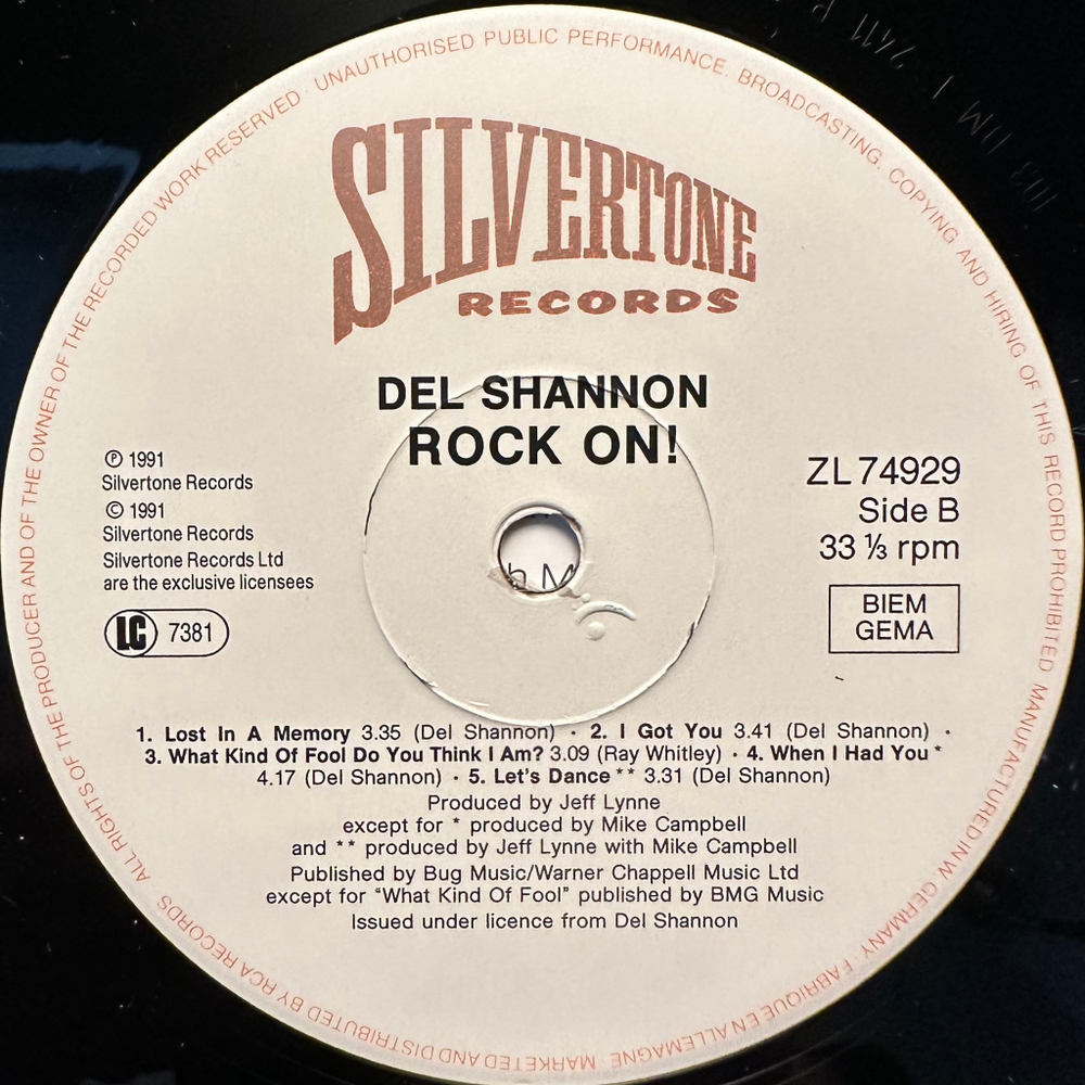 Del Shannon - Rock On! (Германия 1991г.)