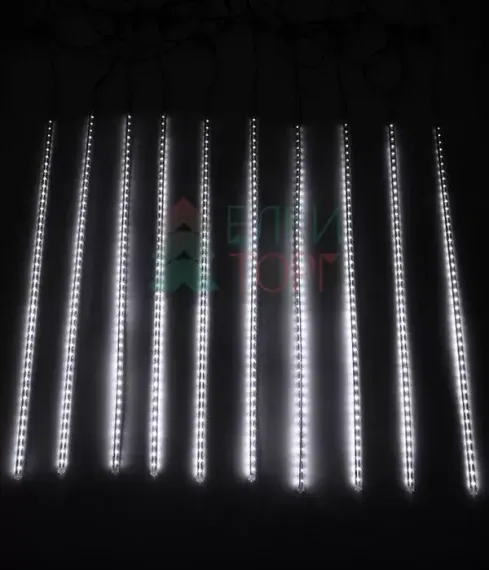 Гирлянда Тающие сосульки 10*0.8 м., 24V., 720 холодных белых LED ламп, коннектор, черный ПВХ, LTC (CCL720-10-1W)