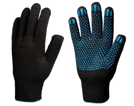 Перчатки х/б с ПВХ "Люкс" 5-ти нитка, 10 класс черные