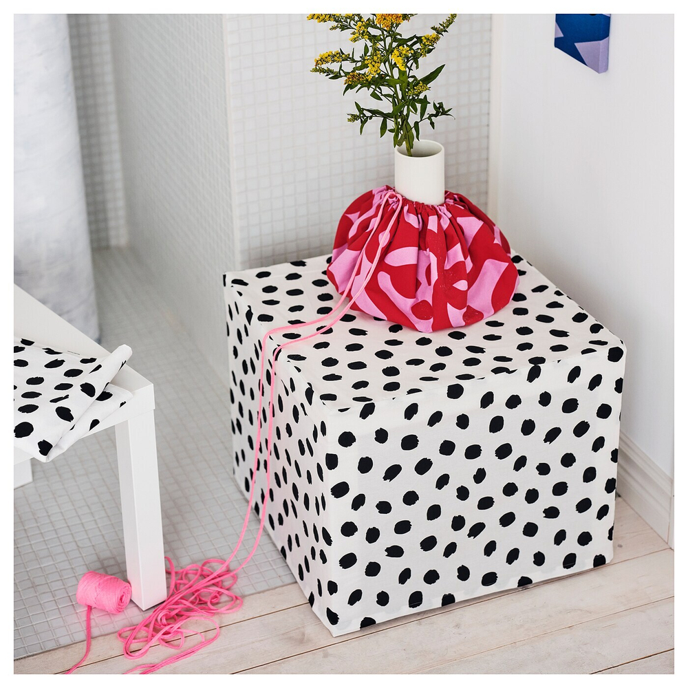 IKEA SANDLUSERN  (ИКЕА САНДЛУСЕРН)  -  Ткань с отделкой, белый/черный, 150x300 см