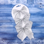 Бант на ёлку «Зимнее очарование» 11*11 см (набор 3 шт), Серебро