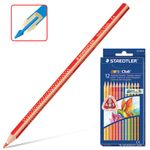 Карандаши цветные STAEDTLER (Германия) "Noris",12 цветов, трехгранные, заточенные, европодвес, 127 NC12, 187 C12