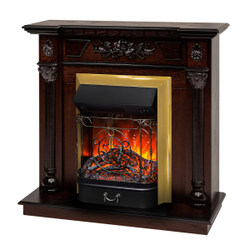 Электрокамин RealFlame Dacota AO античный дуб с очагом Majestic Lux Brass