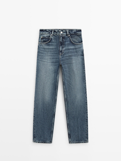 Massimo Dutti Джинсы свободного кроя с высокой талией, средне-синий