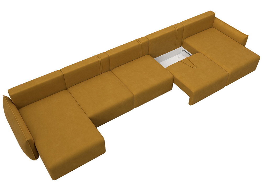 Диван П-образный Лига-051 НПБ МегаЛонг ВЕЛЮР BRUT 10 желтый