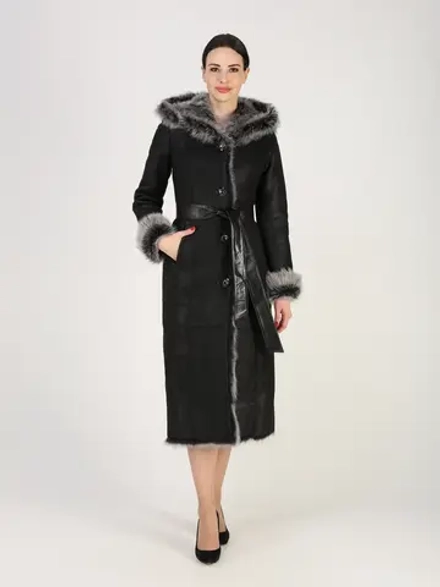 Дубленка зимняя натуральная с капюшоном длинная и теплая