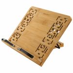 Подставка для книг и планшетов бамбуковая резная BRAUBERG, 28х20 см, регулируемый угол, 237897