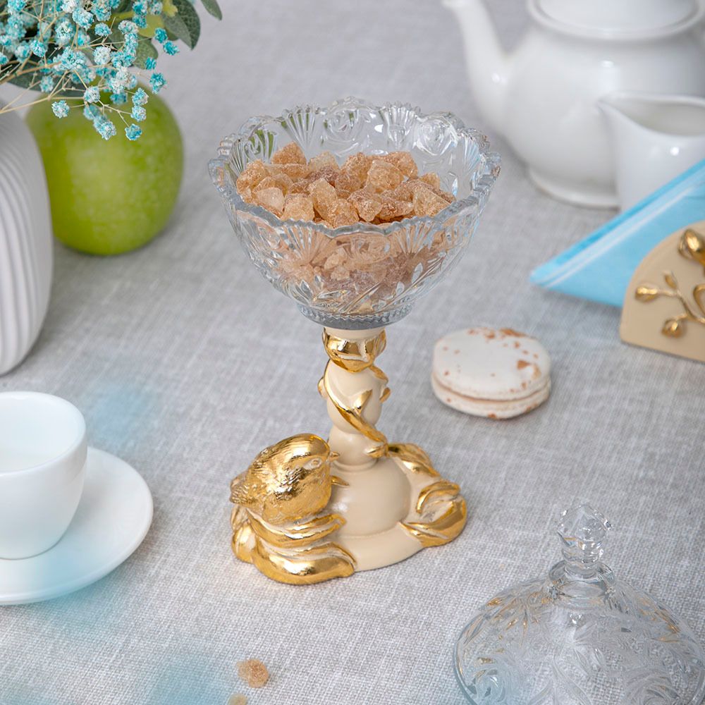 Сахарница стеклянная с крышкой Зарничка Свитти Айвори