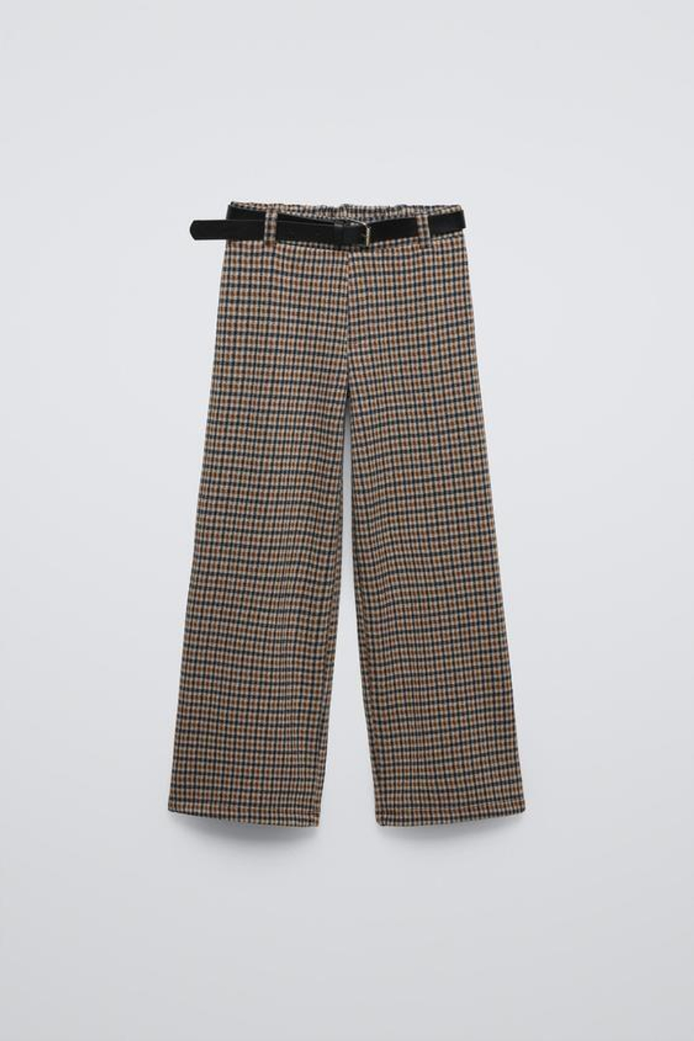 ZARA ЖАККАРДОВЫЕ БРЮКИ С РЕМНЕМ, КОРИЧНЕВЫЙ