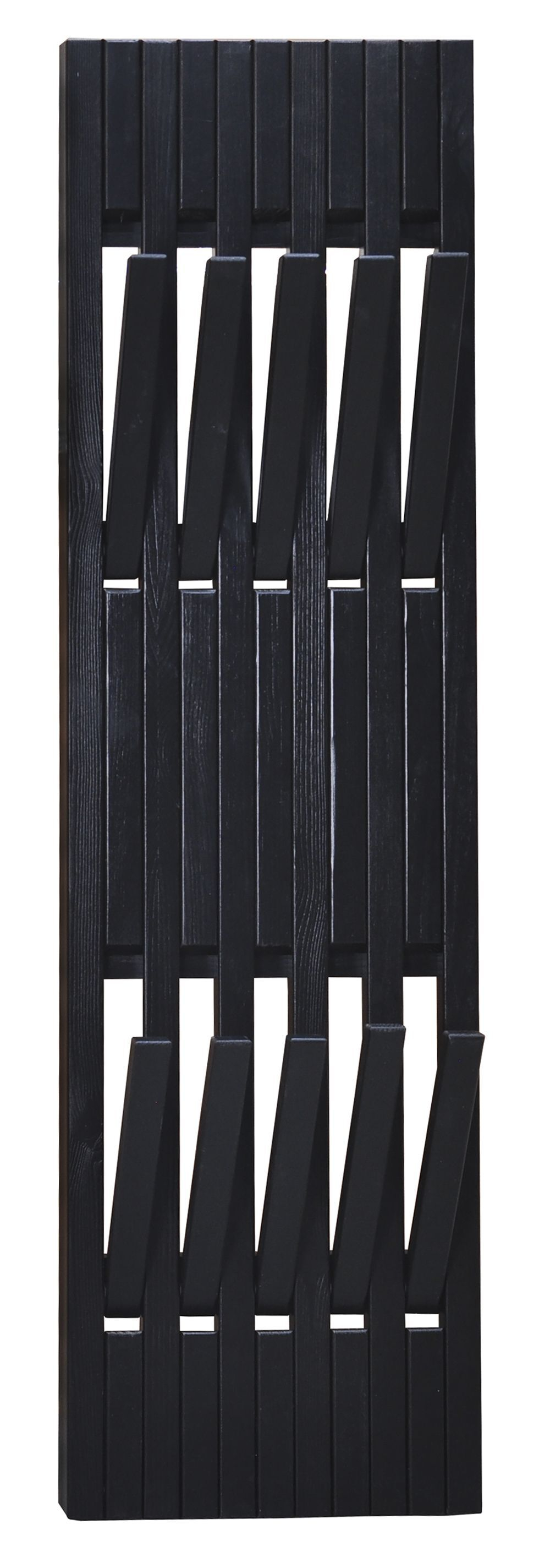 Вешалка для одежды настенная Пиафорте на 10 крючков 120х33 см / вешалка деревянная из массива сосны в прихожую, черный