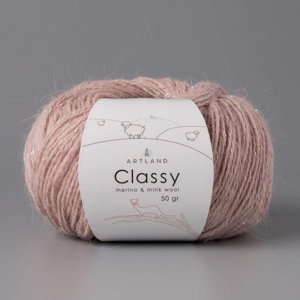 Classy, пряжа с люрексом и пайетками, шелк-5%, мериносовая шерсть-20%, нейлон-30%, норка-45%, 50 гр, 240 м