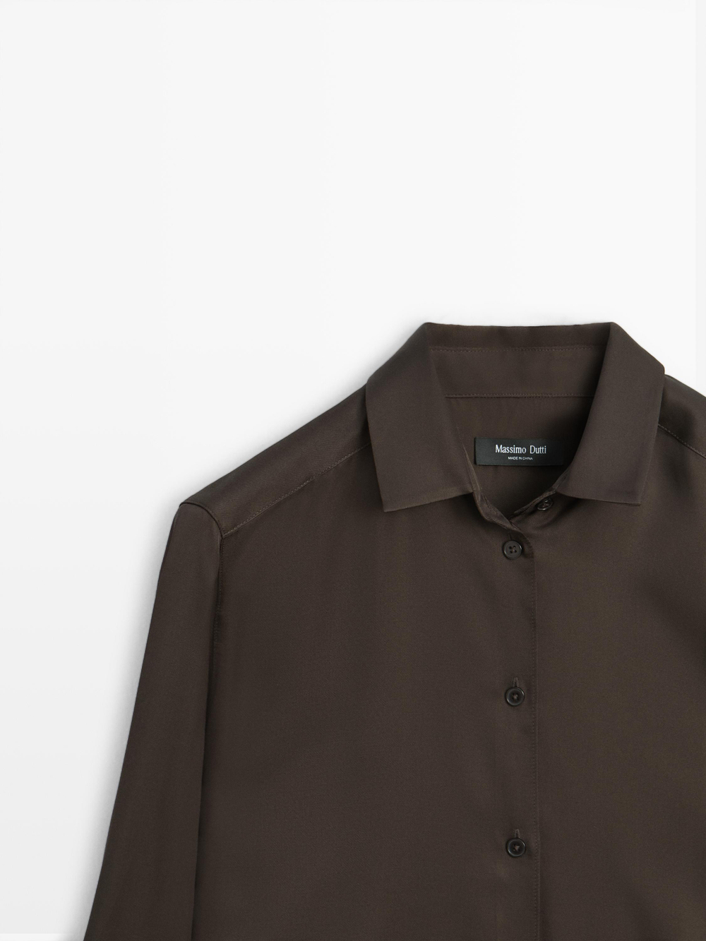 Massimo Dutti Струящаяся атласная рубашка, коричневый