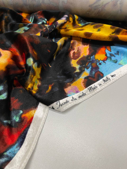Плательно-костюмный шелковый бархат (Alta Moda for LV, 40%шелк/60%вискоза, Цветные разводы, 132)