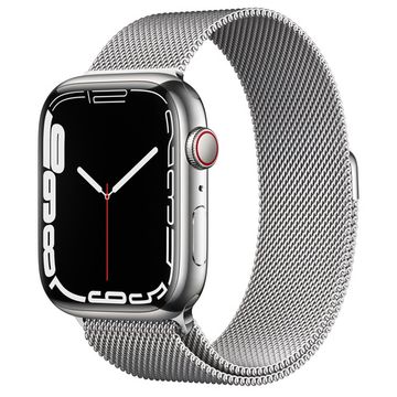 Apple Watch Series 7 (GPS + Cellular) Silver Stainless Steel Case with Silver Milanese Loop 41mm