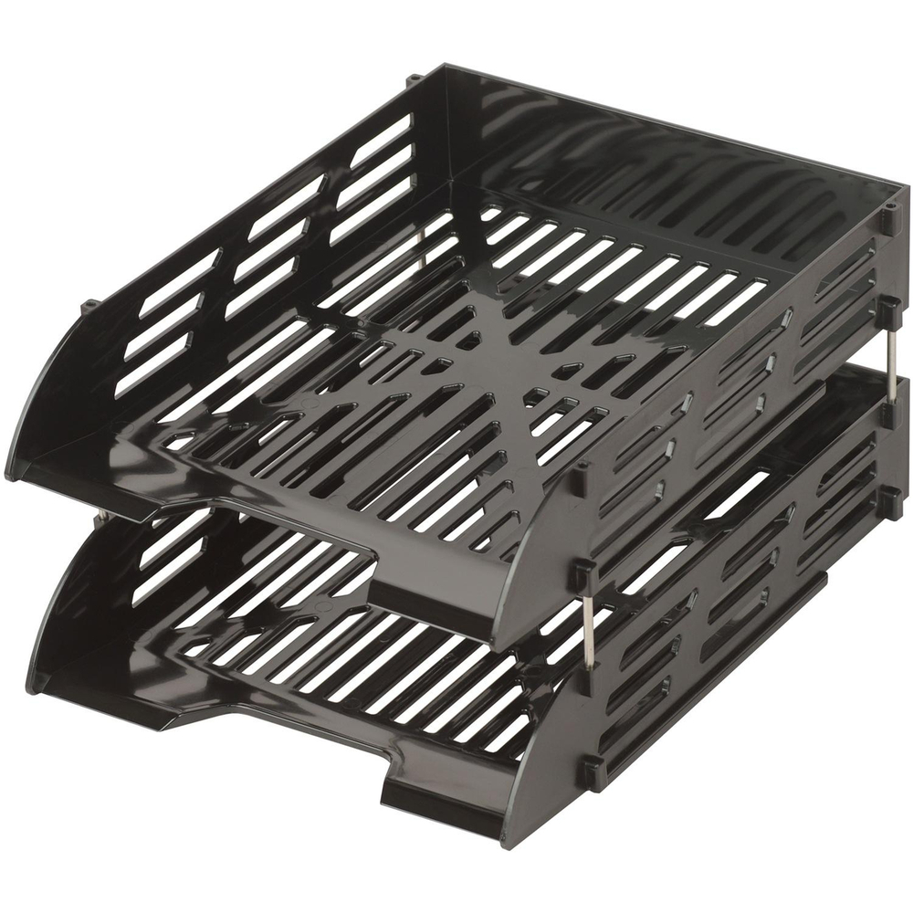 Лоток горизонтальный для бумаг Attache 2шт/на на металл стержнях черный