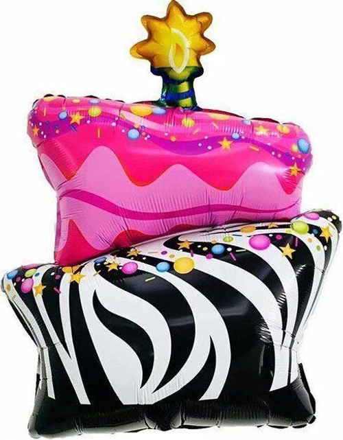 Шар фигура 86 см Яркий торт черно-розовый