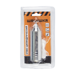 Отвес цилиндрический Шабашка, металл, шнур 5 м, 400 г