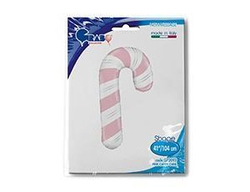 Г Фигура, Леденец трость, Розовый/Белый, 41"/104см, 1 шт. (В упаковке)