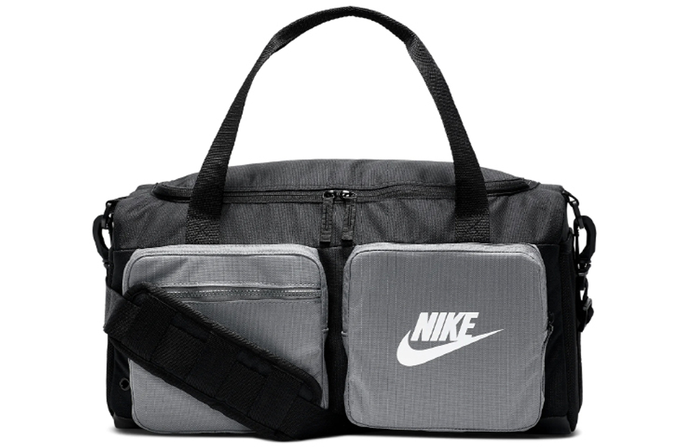 Nike Sports Polyester Gym Bag, Hand Crossbody Bag, Travel Bag Regular Unisex Black Gray