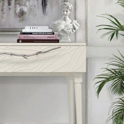 Консоль Арт Колор leaves Стайл Сильвер Кремовый белый