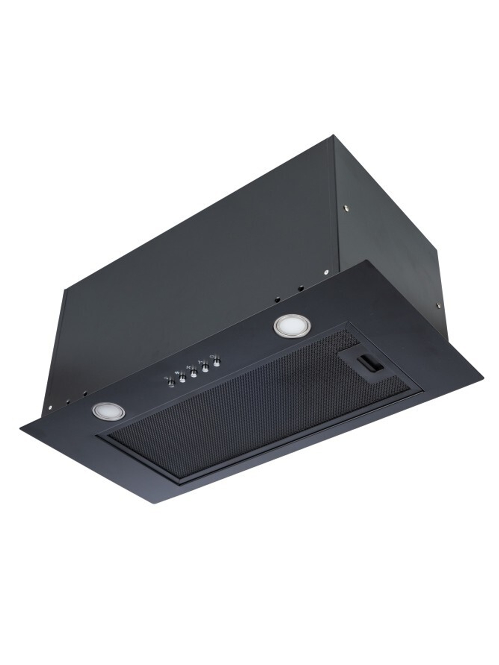 Вытяжка кухонная Quin-60 (BLACK) черный, D150мм, 1200м3/ч, полновстраиваемая, мотор 230Ватт, металл 60см, кнопочное управл.(MACBI)