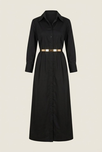 Платье-рубашка в черном
