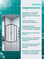 Душевая ширма DIONRIA (90х90) матовое стекло с рисунком вельвет, профиль черный