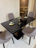 Кухонный раскладной стол "Вирджиния" , черный мрамор и 4 стула ЛОНДОН