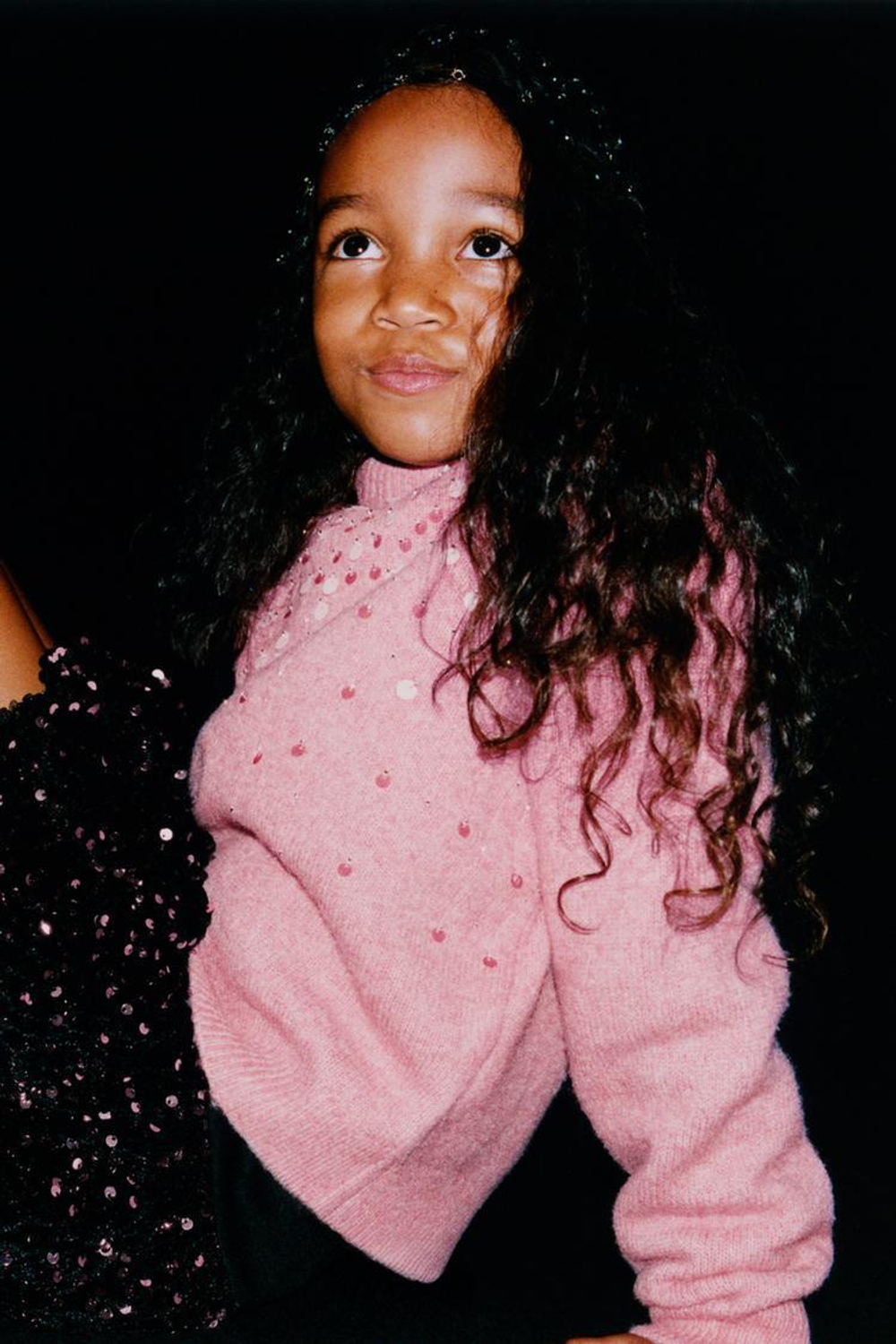 ZARA ВЯЗАНЫЙ СВИТЕР С ПАЙЕТКАМИ, РОЗОВЫЙ