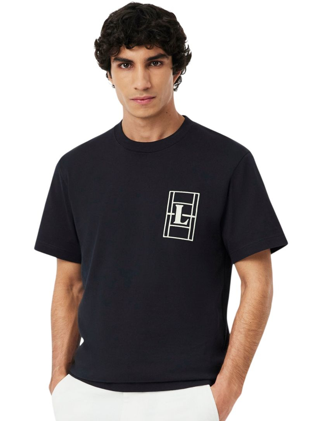 Теннисная футболка Lacoste Embroidered Heavy Jersey - black