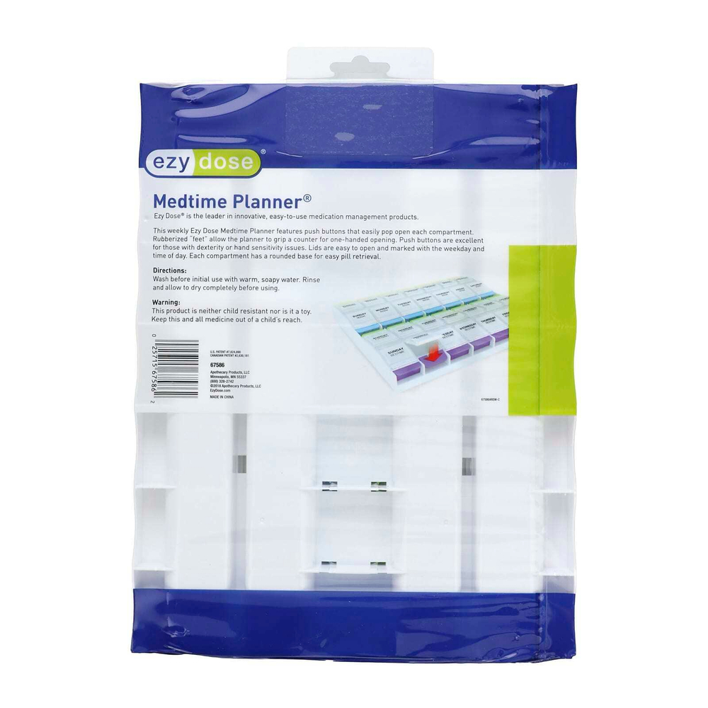 Ezy Dose, ежедневник 4 раза в день с кнопкой, Medtime- ежедневник, 3XL, 1 шт.