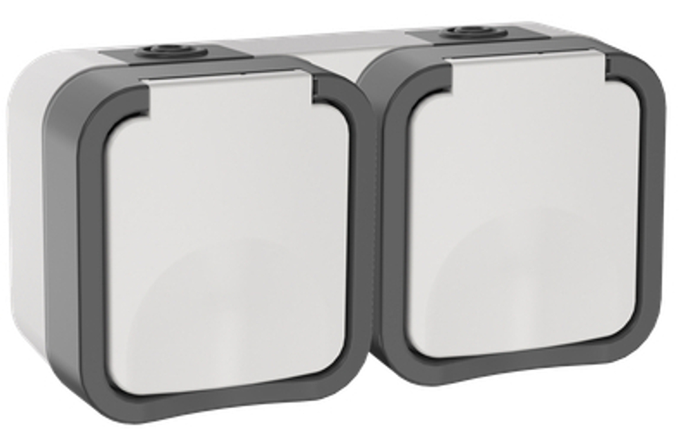 TORS Розетка 2-местная горизонтальная 16А IP55 TS222 серо-белый IEK