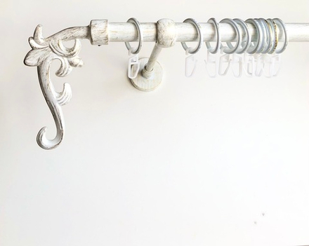 Карниз кованый для штор "Лиана" d20 мм однорядный, цвет белое золото