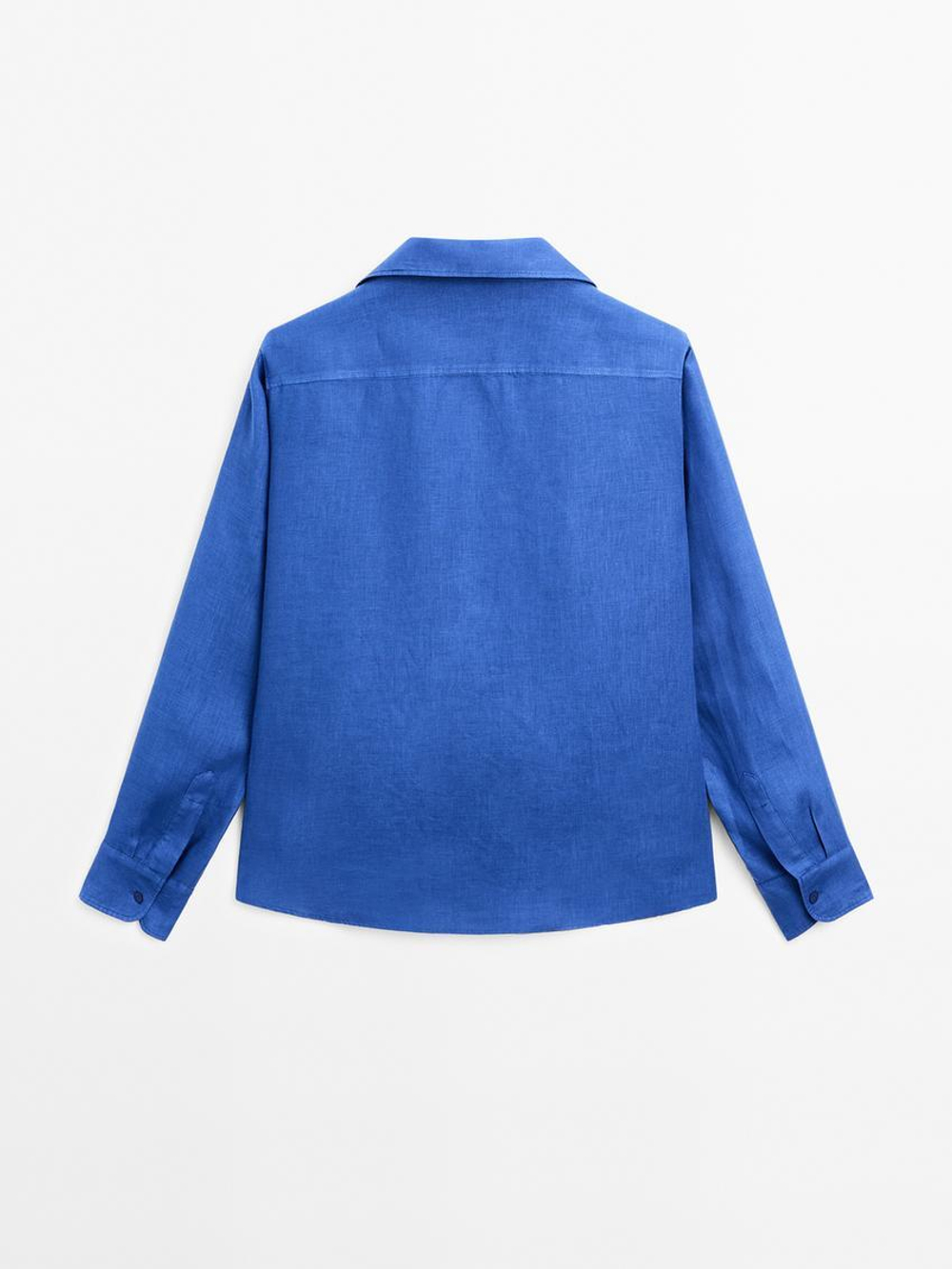 Massimo Dutti Рубашка из 100% льна, синий