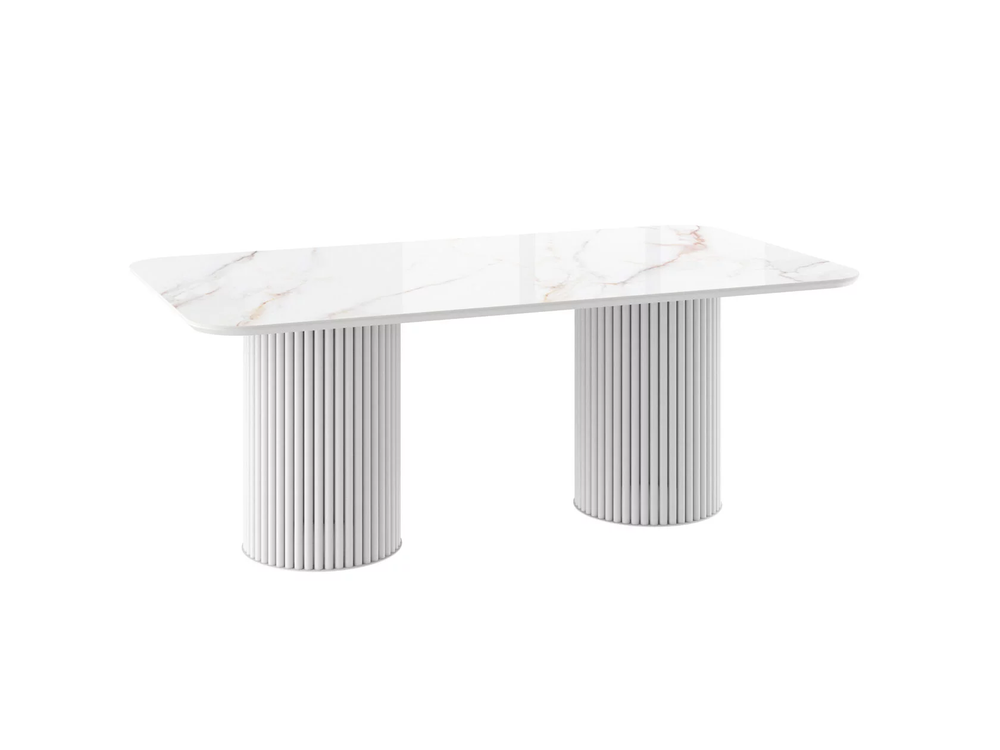 Стол ASKAR SOFT-200, нераздвижной 200х110, BELDIA BIANCO GLOSS PREMIUM CER/БЕЛЫЙ, (3 упак.)
