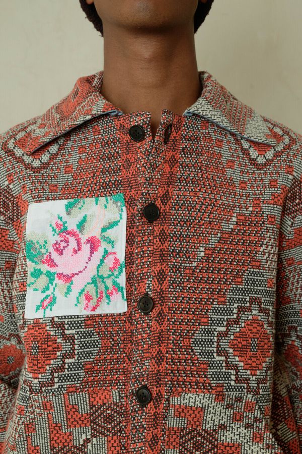 Куртка с Расшитым Карманом / Criss-Cross Rose оранжевая - фото 5