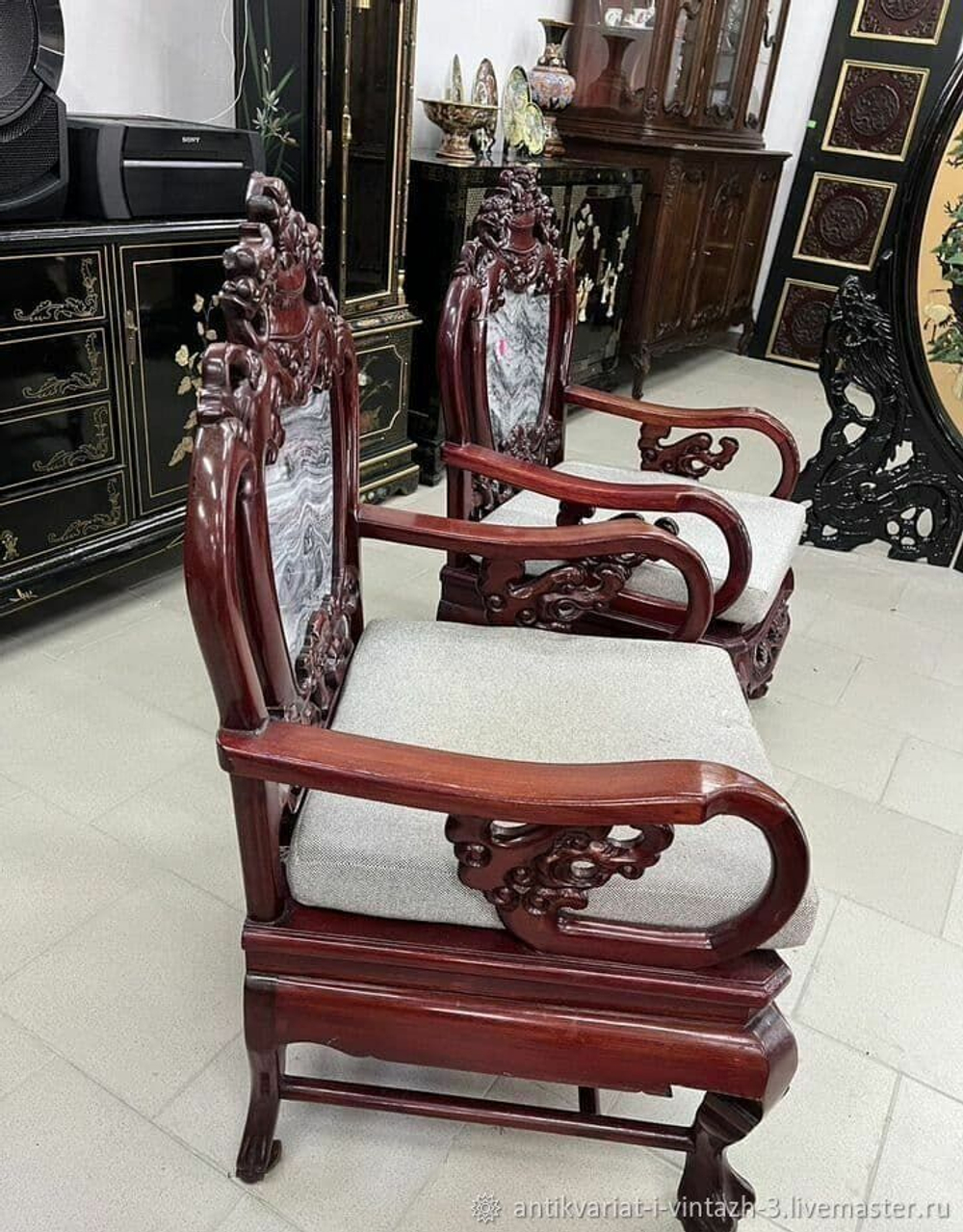 Кресло старинное Шинуазри тройка