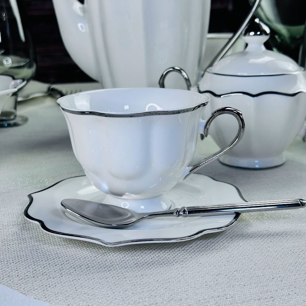 Lenardi 205-589 Чайный набор 12пр. 250 мл MAGNOLIA SILVER в под.уп.(х6)Фарфор