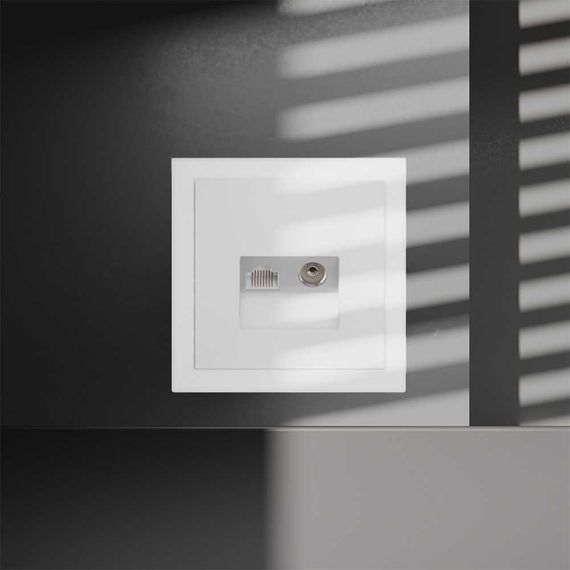 Розетка телевизионная встраиваемая Voltum S70 TV+RJ45 кат. 6 белый матовый VLS060702