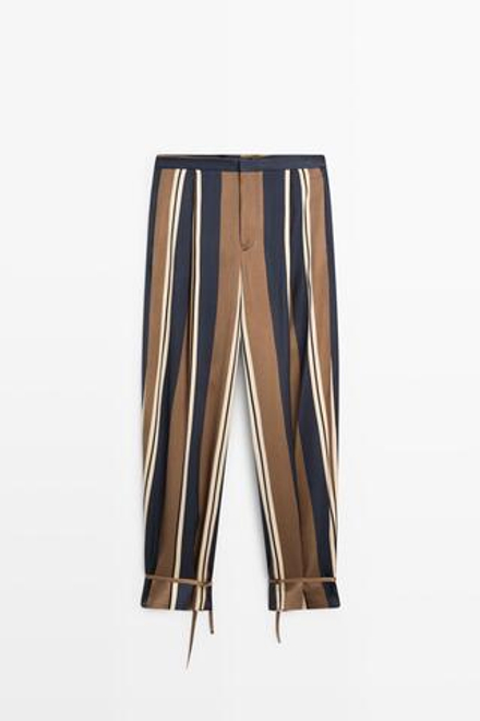 Massimo Dutti Брюки с глянцевым блеском и завязками, антрацитово-серый