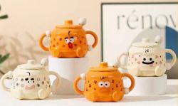 GAEM Кружка с крышкой и ложкой, 380 мл, L16 W11 H10 см, 4в.